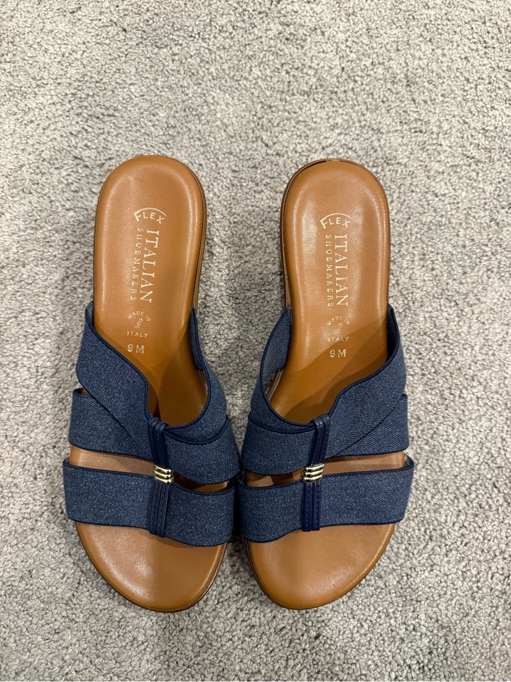 Italian Shoemakers Navy Blue Strappy Slip-On Mules